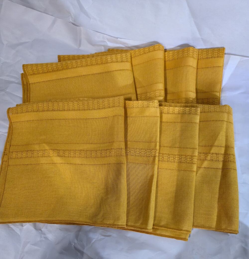 Vintage Mustard Yellow Napkins Lot of 8 17x17 USA Rayon John C Sleater